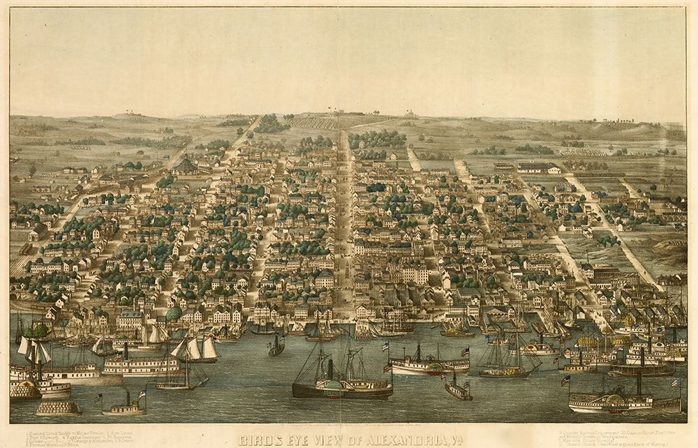 Birds Eye View of Alexandria Virginia 1863 art print by Vintage Places for $57.95 CAD