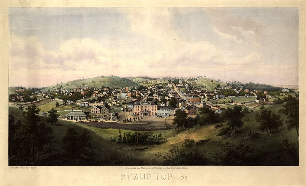 Staunton Virginia 1857 art print by Vintage Places for $57.95 CAD