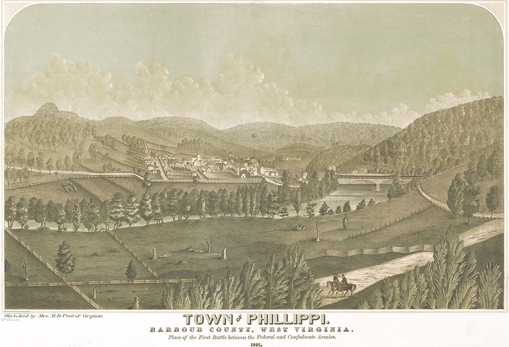 Town of Philippi Barbour County West Virginia 1861 art print by Vintage Places for $57.95 CAD