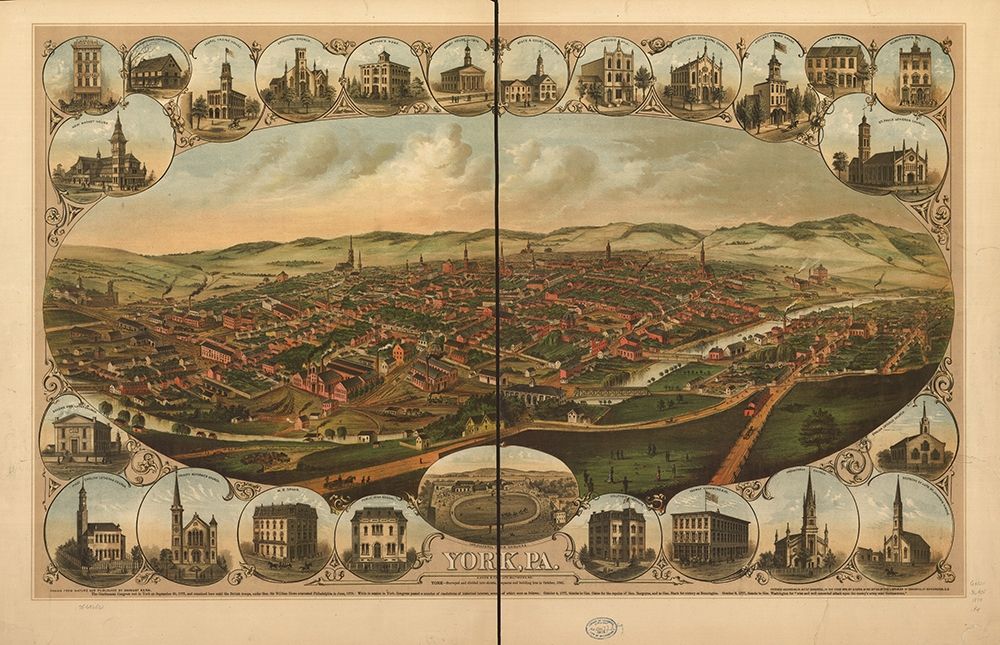 York Pennsylvania 1879 art print by Vintage Places for $57.95 CAD
