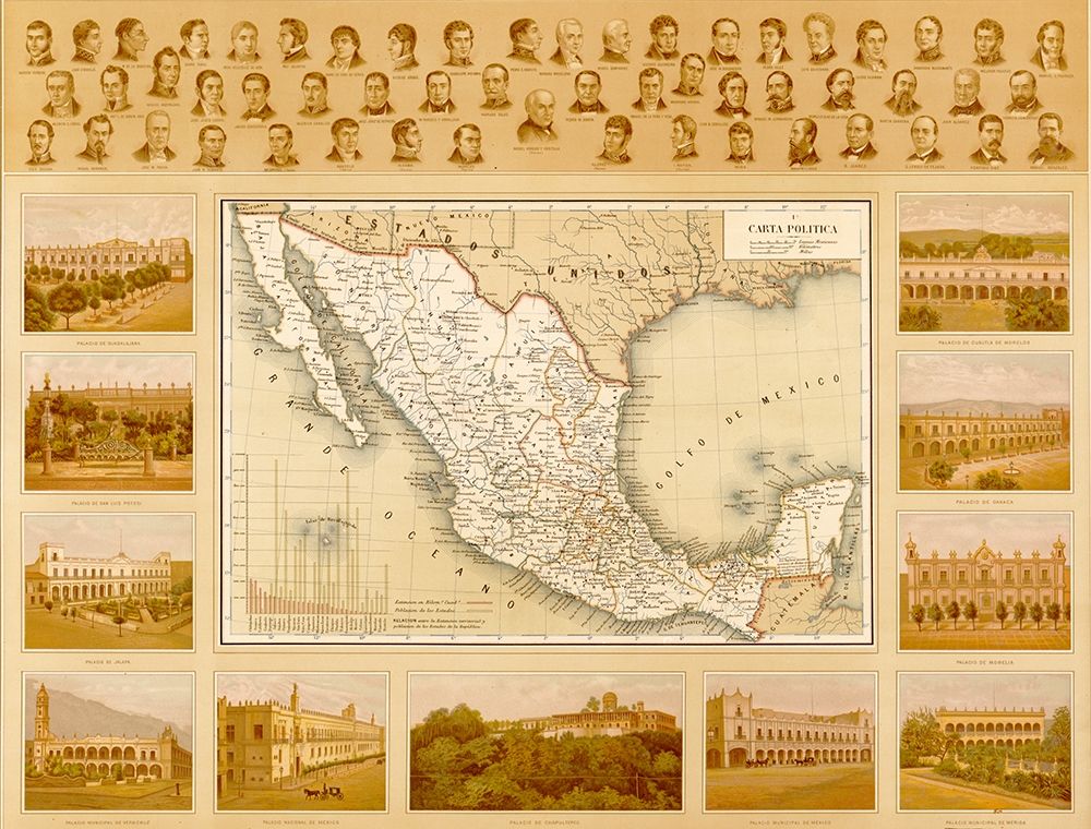 Political Map of Mexico art print by Vintage Maps for $57.95 CAD