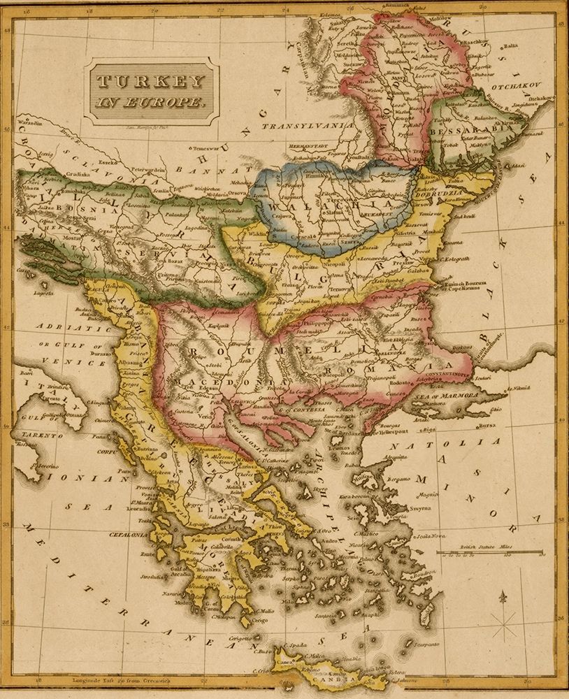 Turkey Greece 1817 art print by Vintage Maps for $57.95 CAD