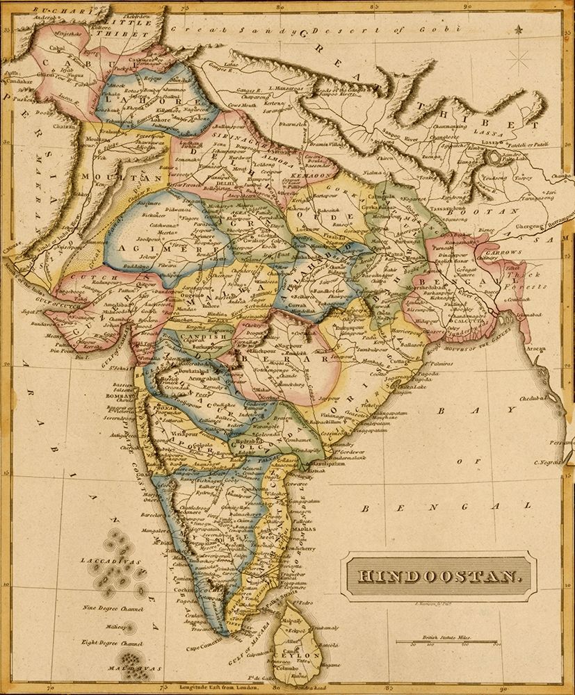 Hindustan Hindoostan India 1817 art print by Vintage Maps for $57.95 CAD
