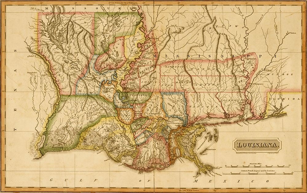 Louisiana 1817 art print by Vintage Maps for $57.95 CAD