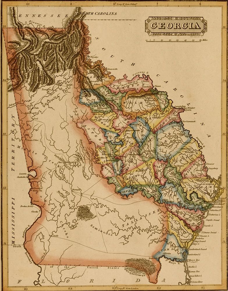 Georgia 1817 art print by Vintage Maps for $57.95 CAD