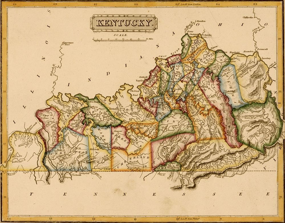 Kentucky 1817 art print by Vintage Maps for $57.95 CAD