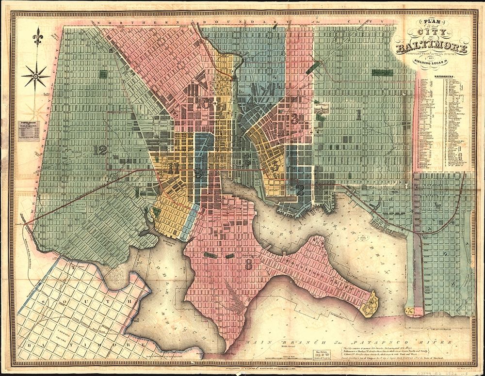 Baltimore Maryland 1836 art print by Vintage Maps for $57.95 CAD