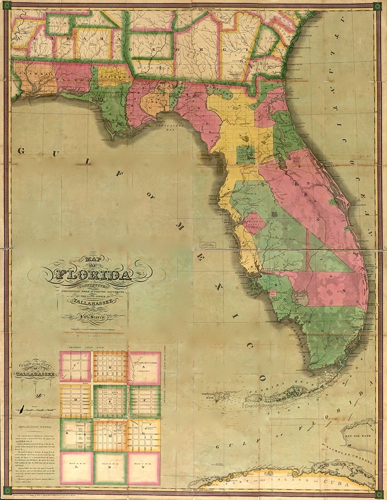 Florida art print by Vintage Maps for $57.95 CAD