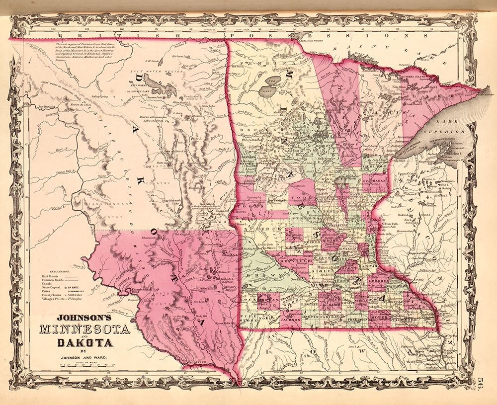 Minnesota and Dakota 1862 art print by Vintage Maps for $57.95 CAD