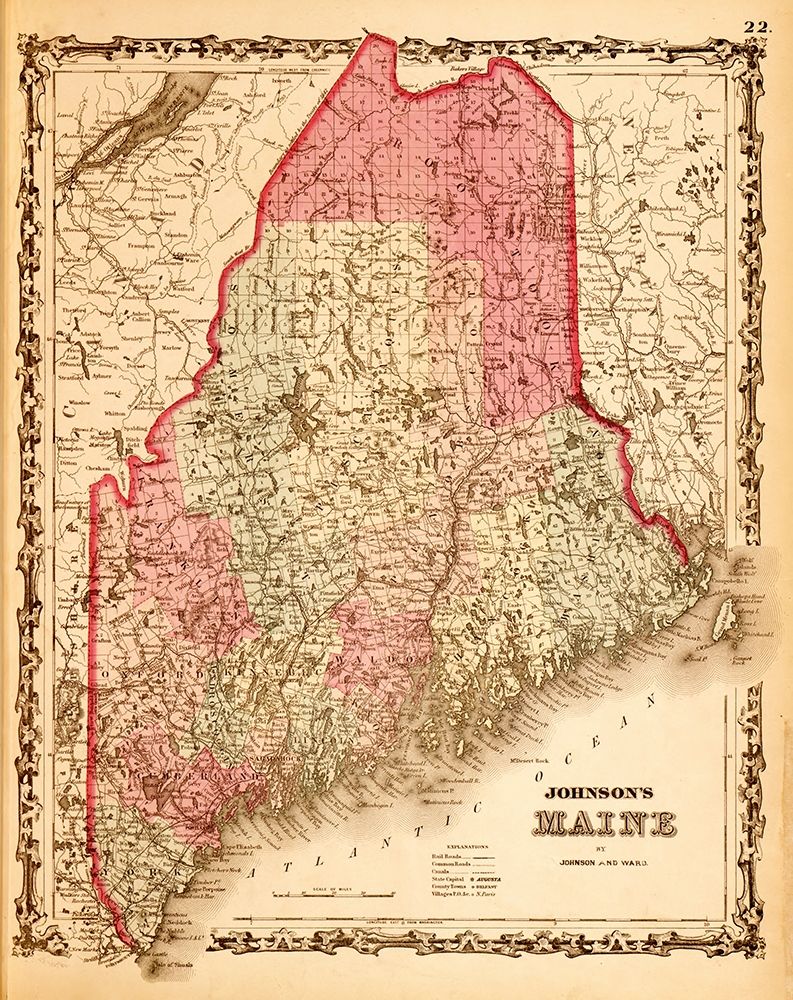 Maine 1862 art print by Vintage Maps for $57.95 CAD
