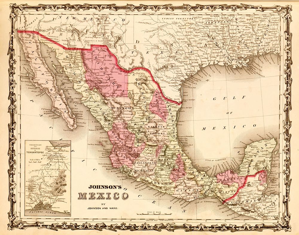 Mexico 1862 art print by Vintage Maps for $57.95 CAD