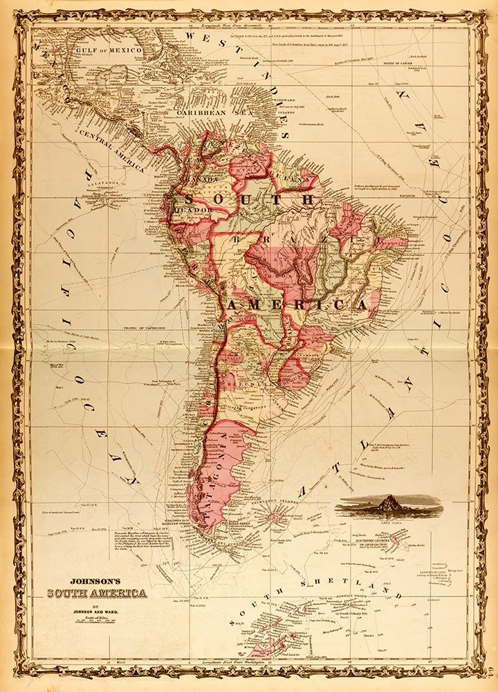 South America 1862 art print by Vintage Maps for $57.95 CAD