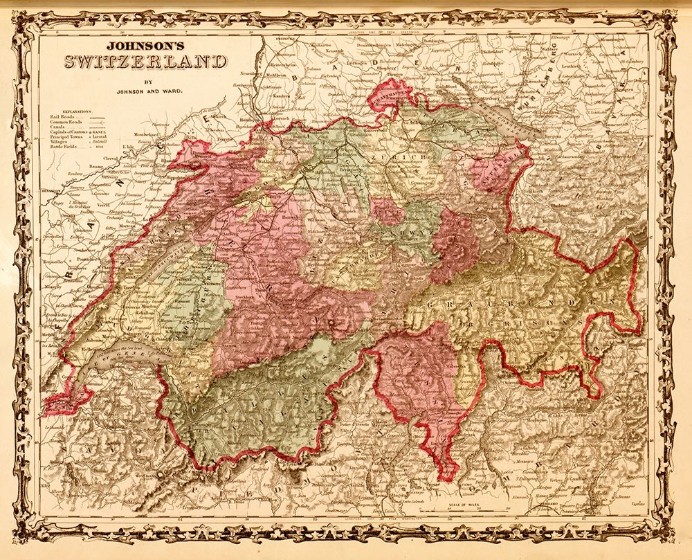 Switzerland 1862 art print by Vintage Maps for $57.95 CAD