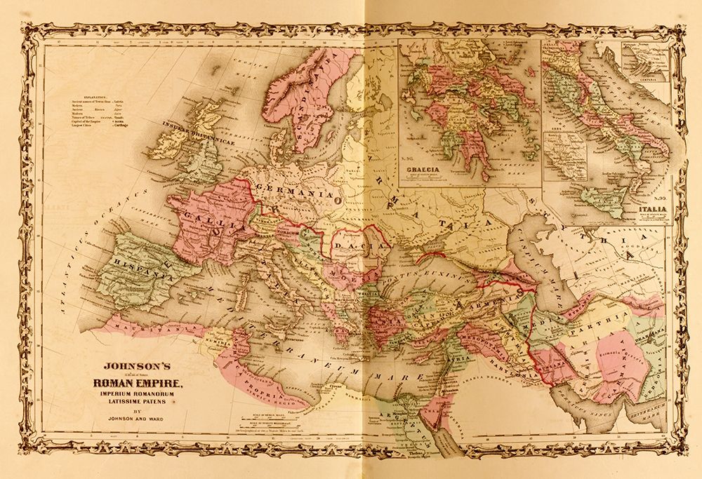 Roman Empire art print by Vintage Maps for $57.95 CAD