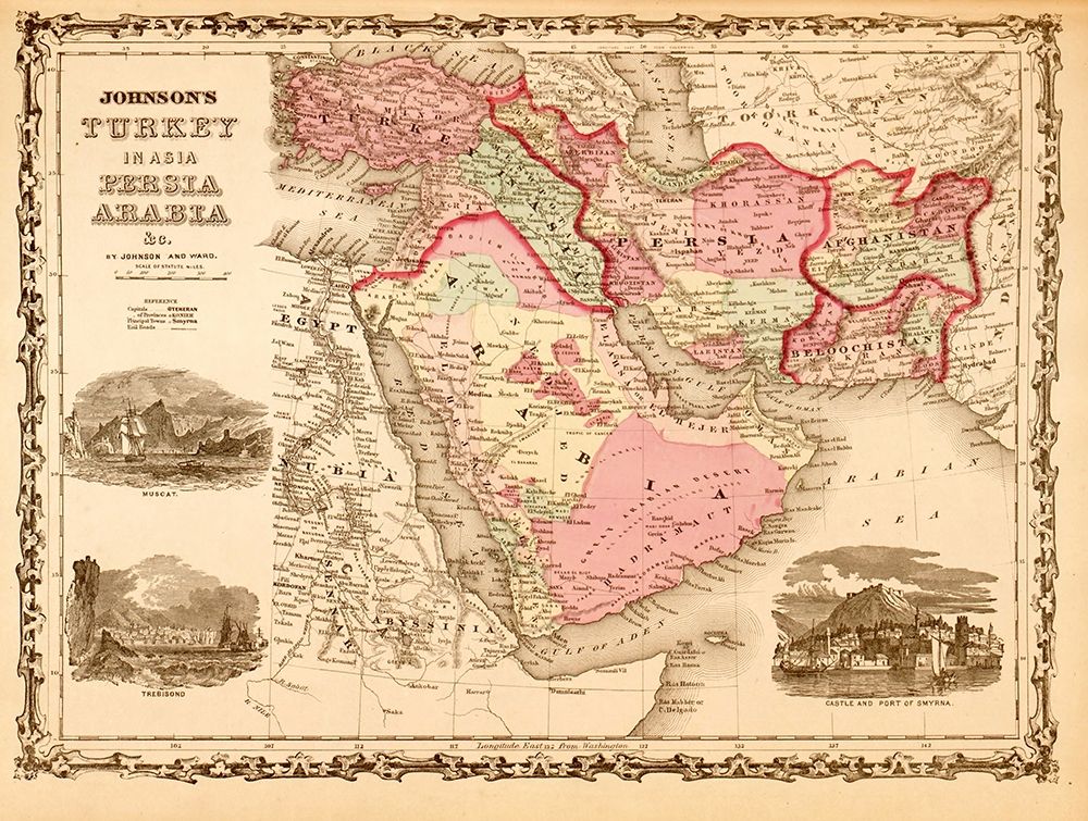 Middle East Turkey Persia and Arabia 1862 art print by Vintage Maps for $57.95 CAD