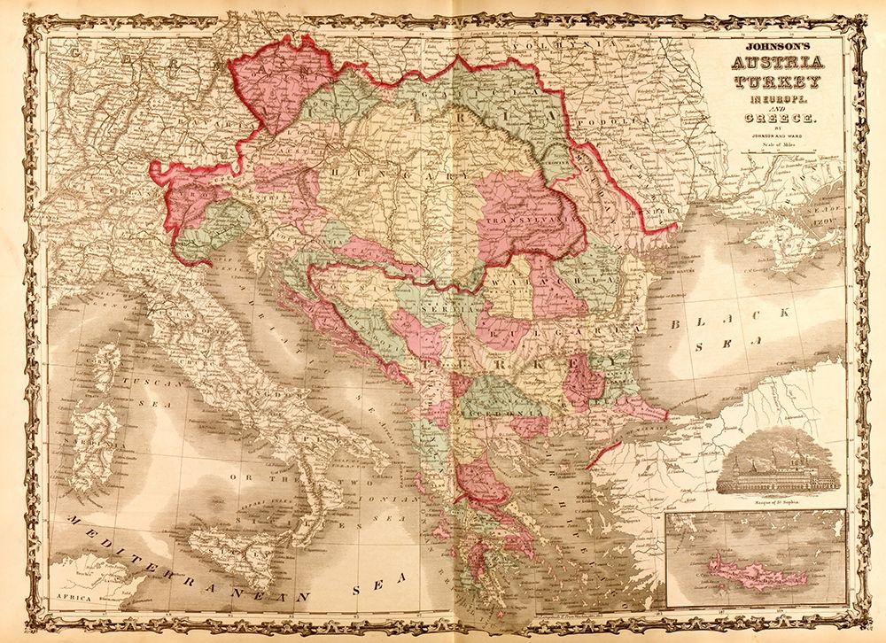 Austria and Turkey In Europe 1862 art print by Vintage Maps for $57.95 CAD