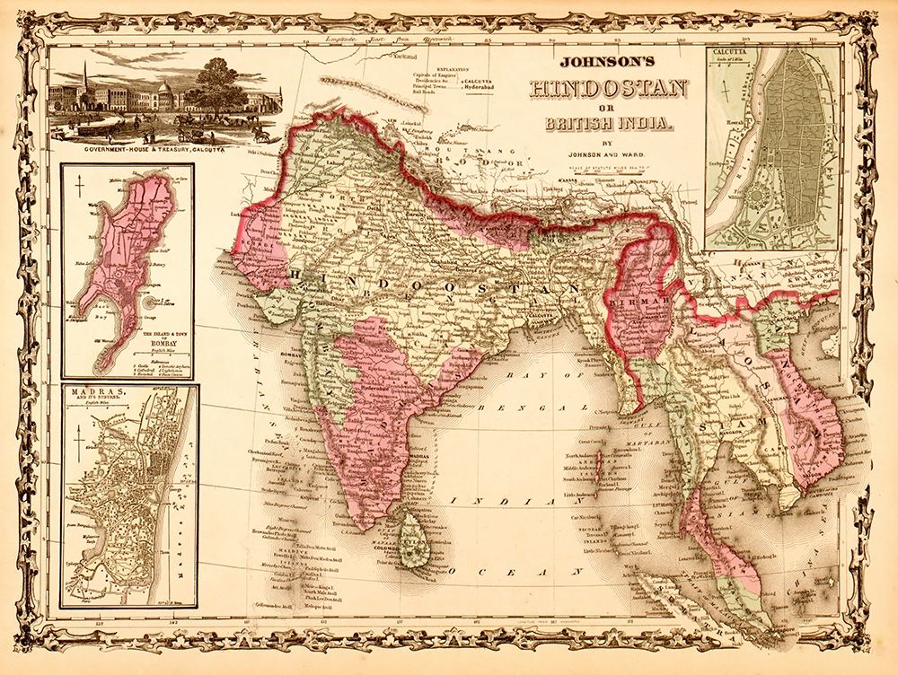 India Hindustan 1862 art print by Vintage Maps for $57.95 CAD