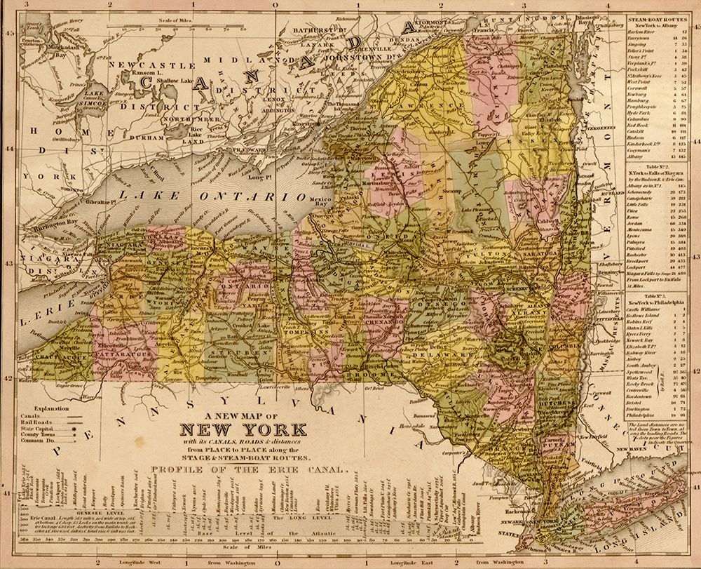 New York 1844 art print by Vintage Maps for $57.95 CAD