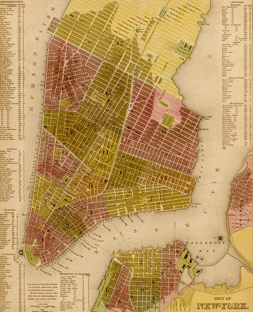 Manhattan Island 1844 art print by Vintage Maps for $57.95 CAD