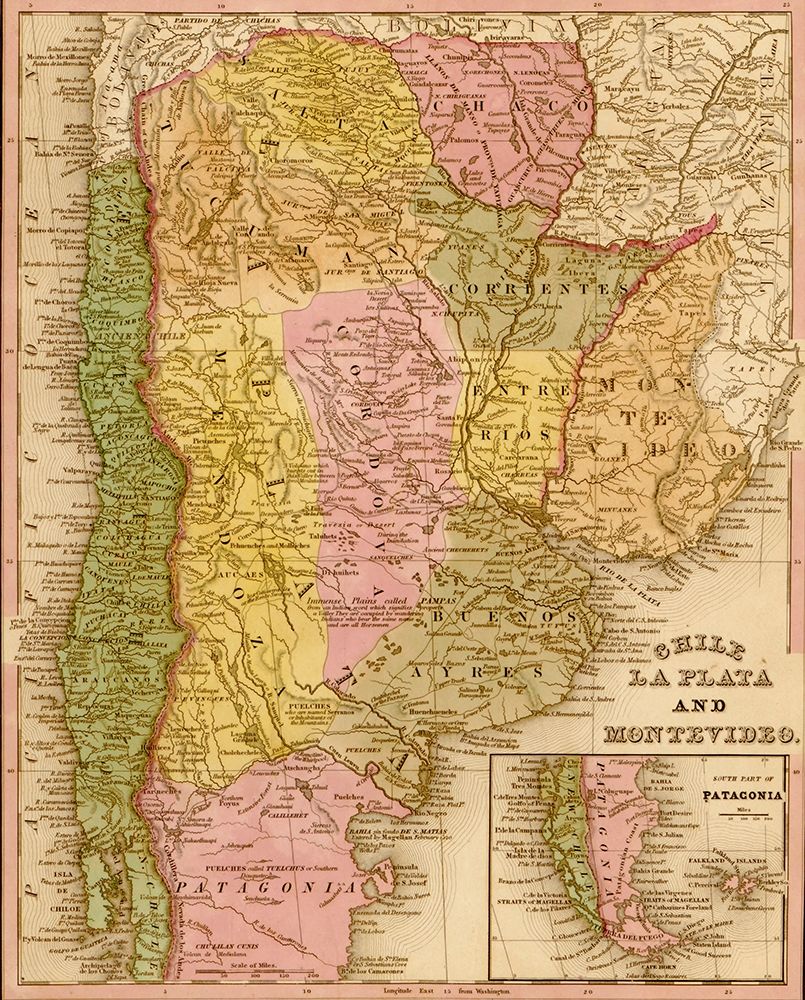Chile La Plata and Montevideo 1844 art print by Vintage Maps for $57.95 CAD