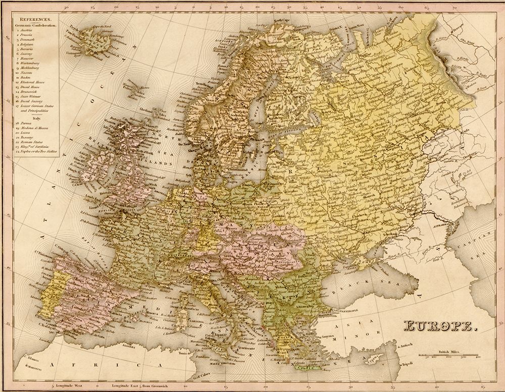 Europe 1844 art print by Vintage Maps for $57.95 CAD