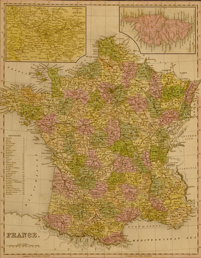 France 1844 art print by Vintage Maps for $57.95 CAD