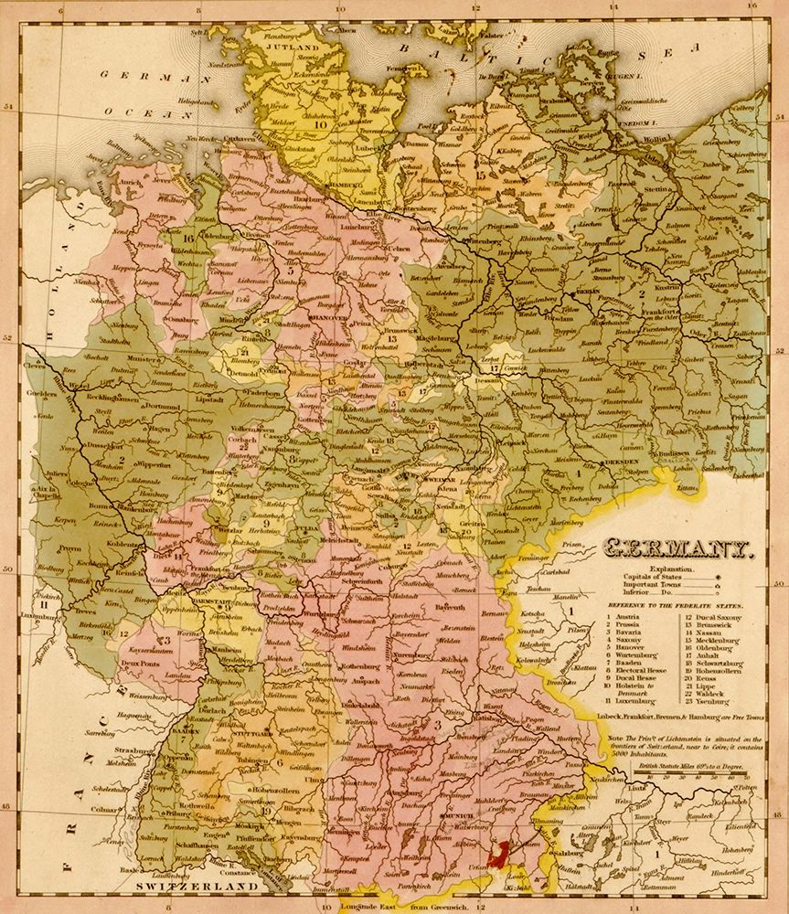 Germany 1844 art print by Vintage Maps for $57.95 CAD