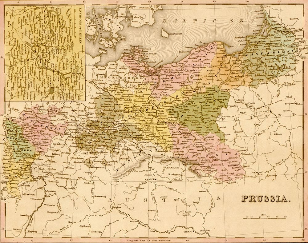 Prussia 1844 art print by Vintage Maps for $57.95 CAD