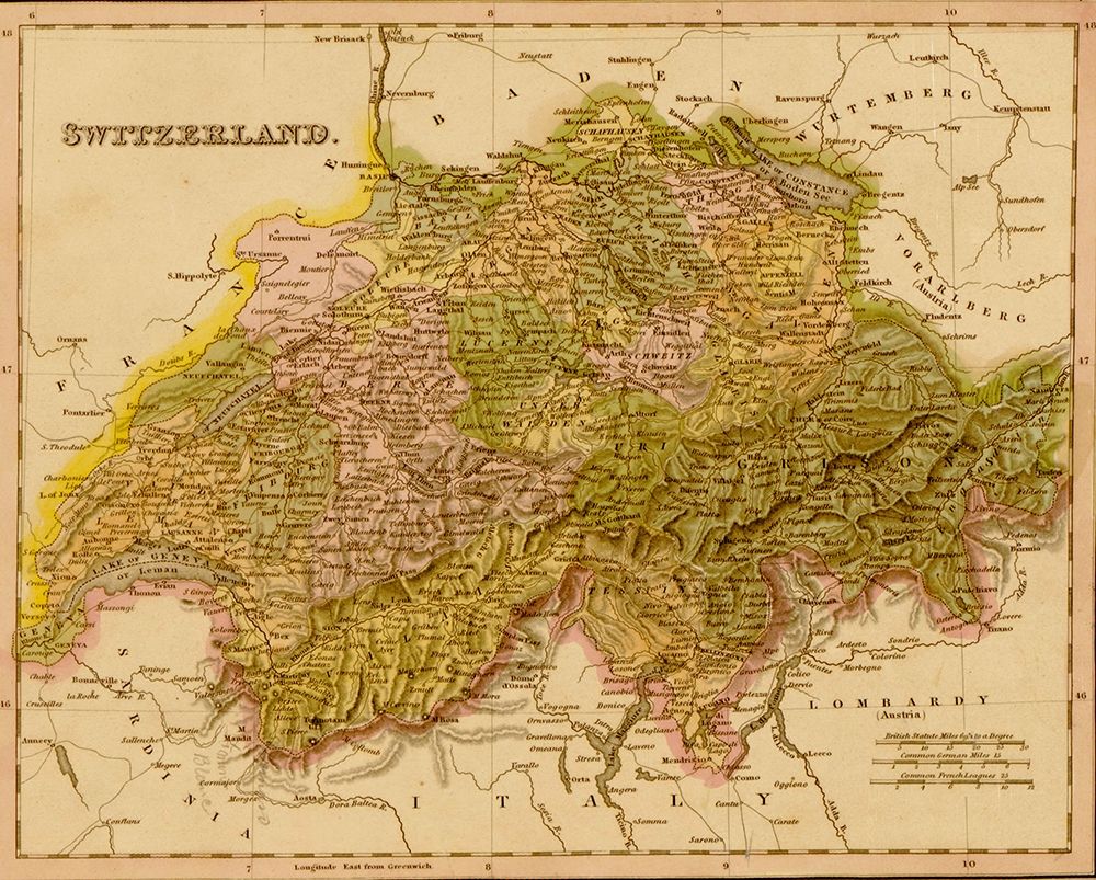 Switzerland 1844 art print by Vintage Maps for $57.95 CAD