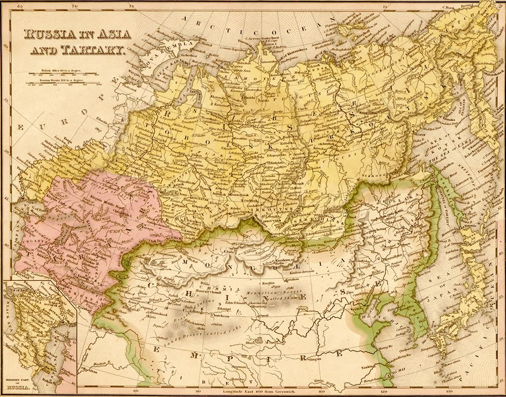 Russian Asia and Tartary 1844 art print by Vintage Maps for $57.95 CAD