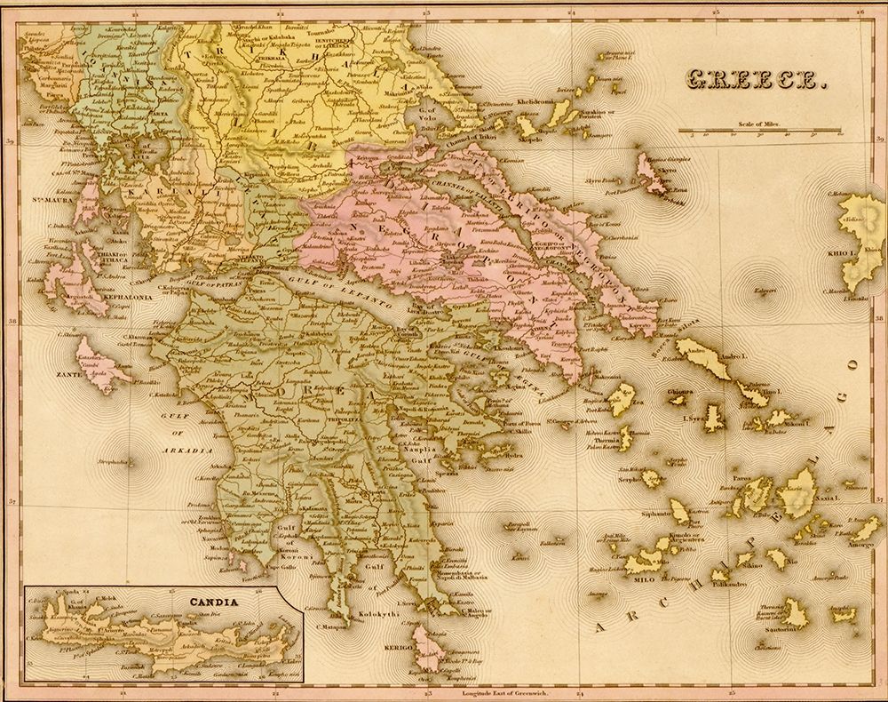 Greece 1844 art print by Vintage Maps for $57.95 CAD