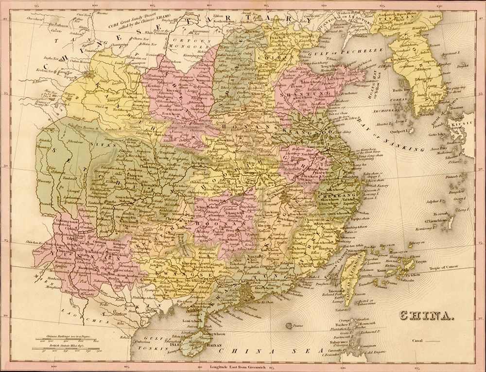China 1844 art print by Vintage Maps for $57.95 CAD