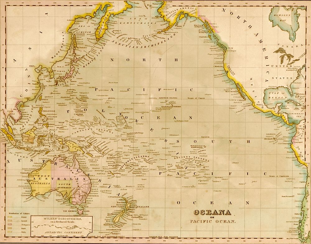 Oceania 1844 art print by Vintage Maps for $57.95 CAD
