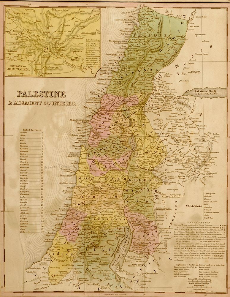 Palestine 1844 art print by Vintage Maps for $57.95 CAD