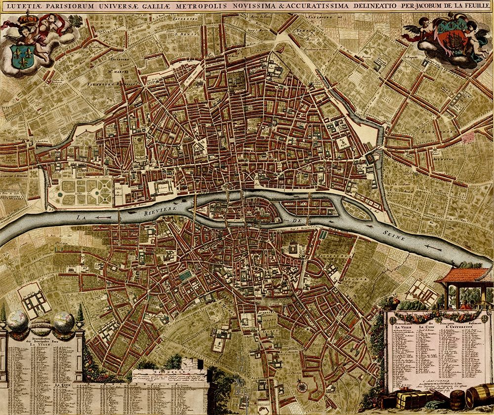 City Plan Paris 1700 art print by Vintage Maps for $57.95 CAD
