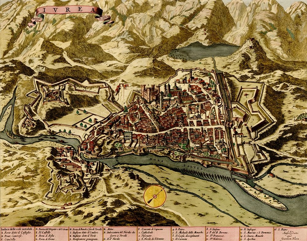 Ivrea Near Turin 1700 art print by Vintage Maps for $57.95 CAD