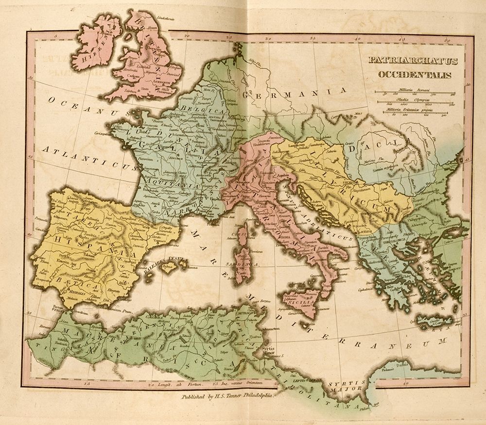 Lands of the Patriarchs in the Western Europe 330 CE art print by Vintage Maps for $57.95 CAD
