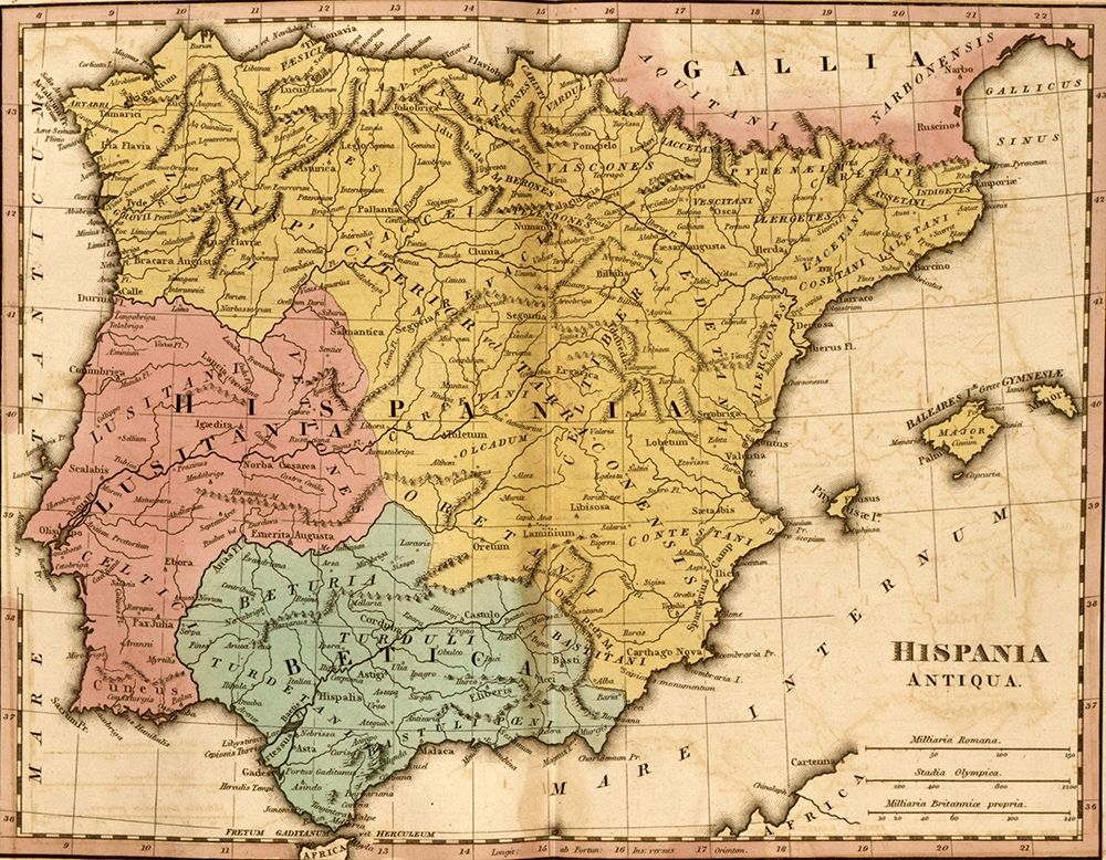 Spain or Hispania art print by Vintage Maps for $57.95 CAD