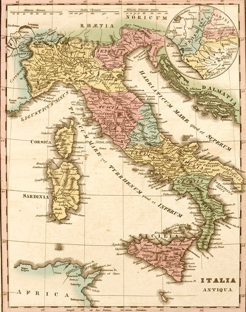 Ancient italy art print by Vintage Maps for $57.95 CAD