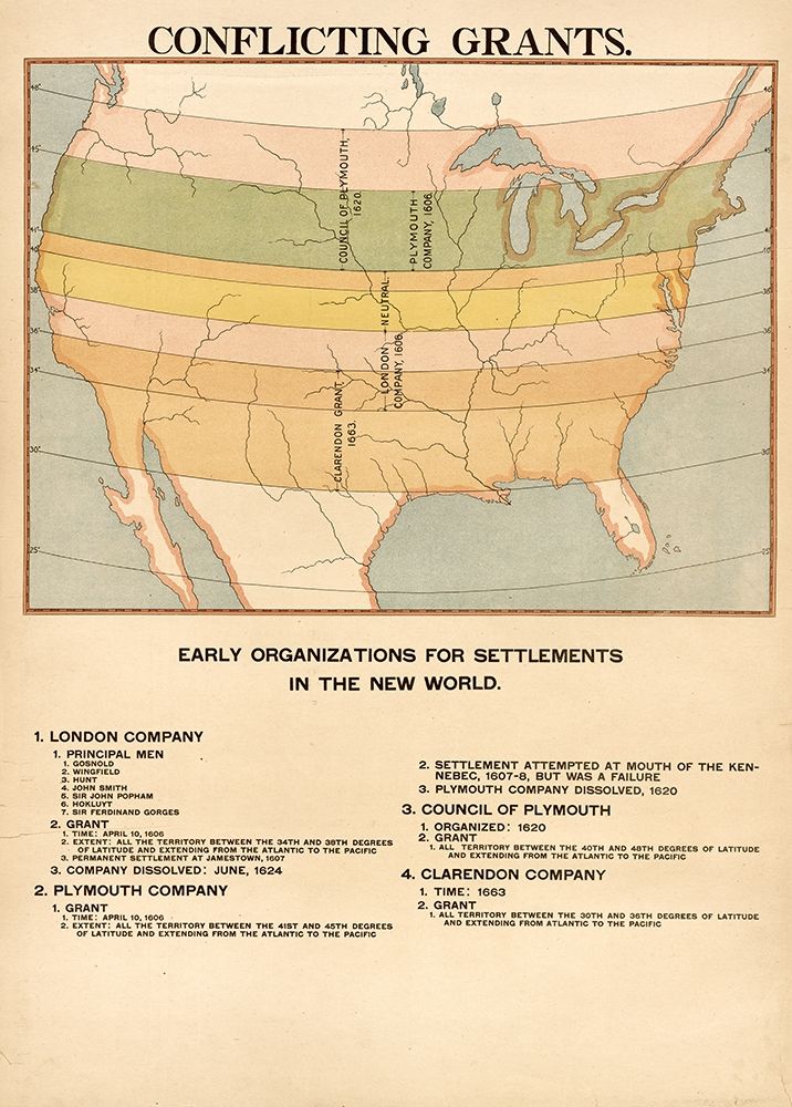 Conflicting Grants on the territory that was to become the USA art print by Vintage Maps for $57.95 CAD