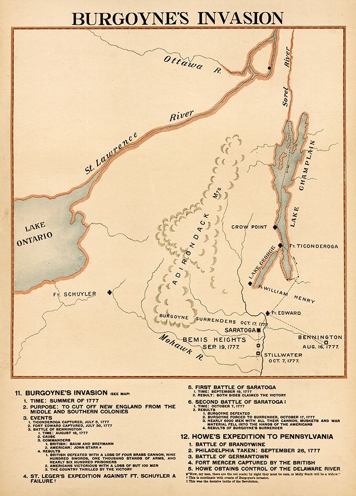 Burgoynes Invasion art print by Vintage Maps for $57.95 CAD