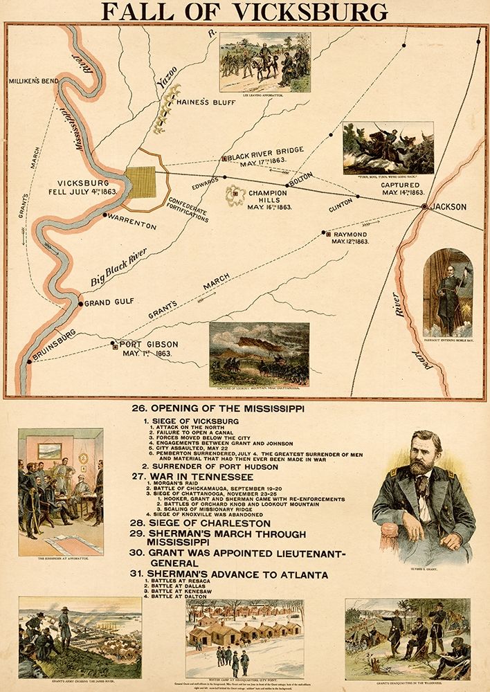 Civil War Fall of Vicksburg Mississippi art print by Vintage Maps for $57.95 CAD