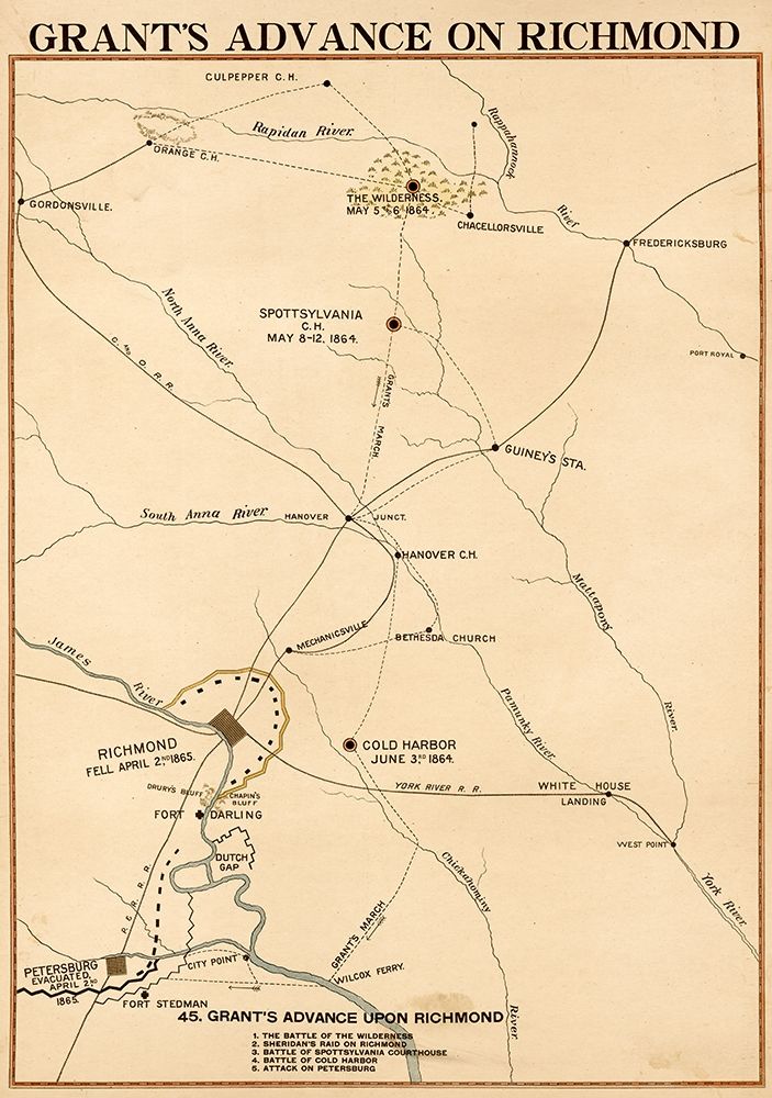 Civil War Grants Advance on Richmond art print by Vintage Maps for $57.95 CAD