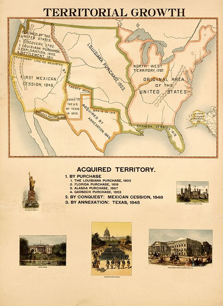 Territorial Growth of the United States art print by Vintage Maps for $57.95 CAD