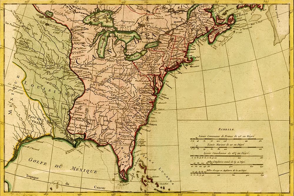 French View of North America 1762 art print by Vintage Maps for $57.95 CAD