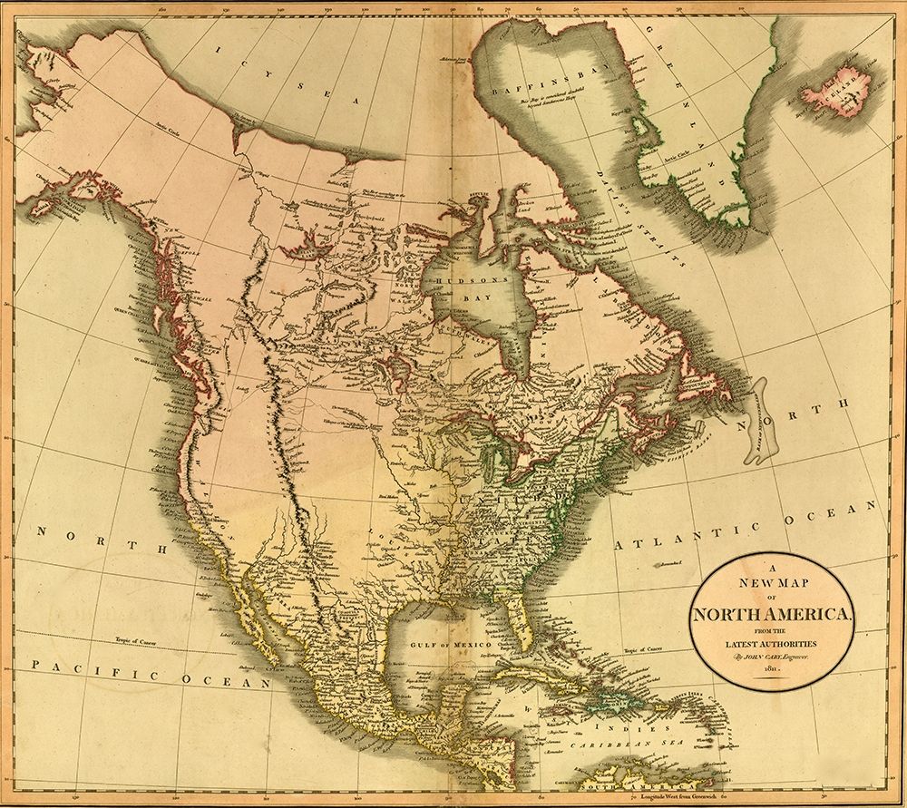 North America 1811 art print by Vintage Maps for $57.95 CAD