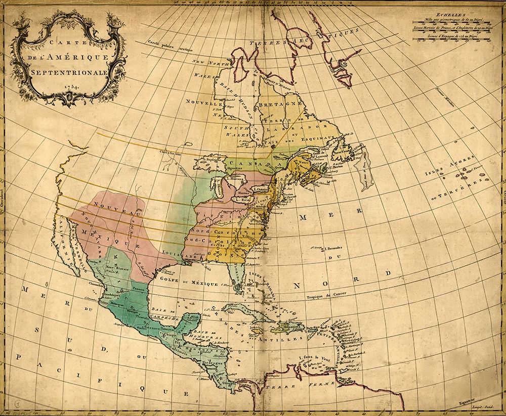 America in 1754 art print by Vintage Maps for $57.95 CAD