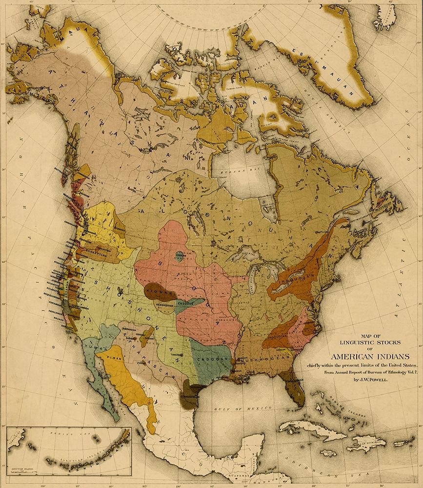 Languages of the North American Indians art print by Vintage Maps for $57.95 CAD