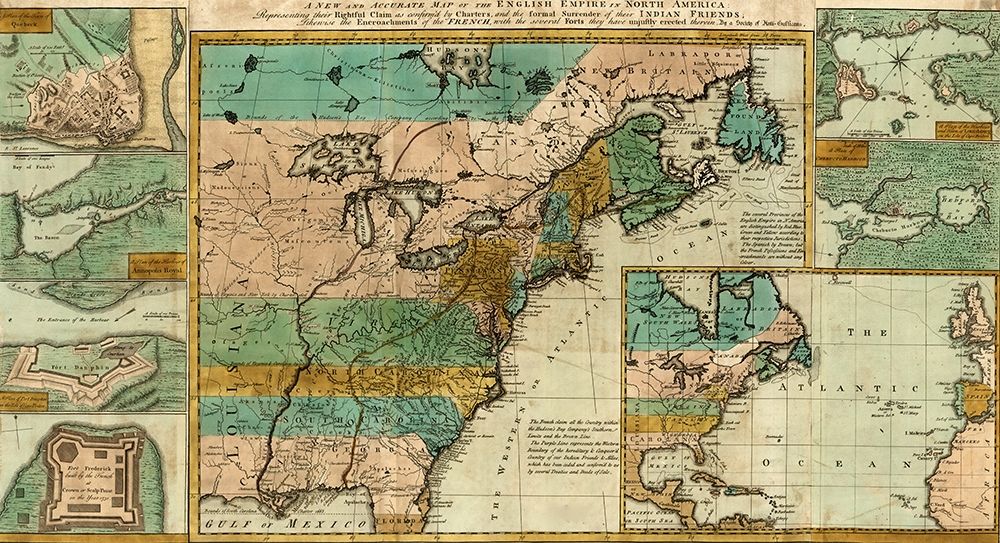 English Claims to North America 1755 art print by Vintage Maps for $57.95 CAD
