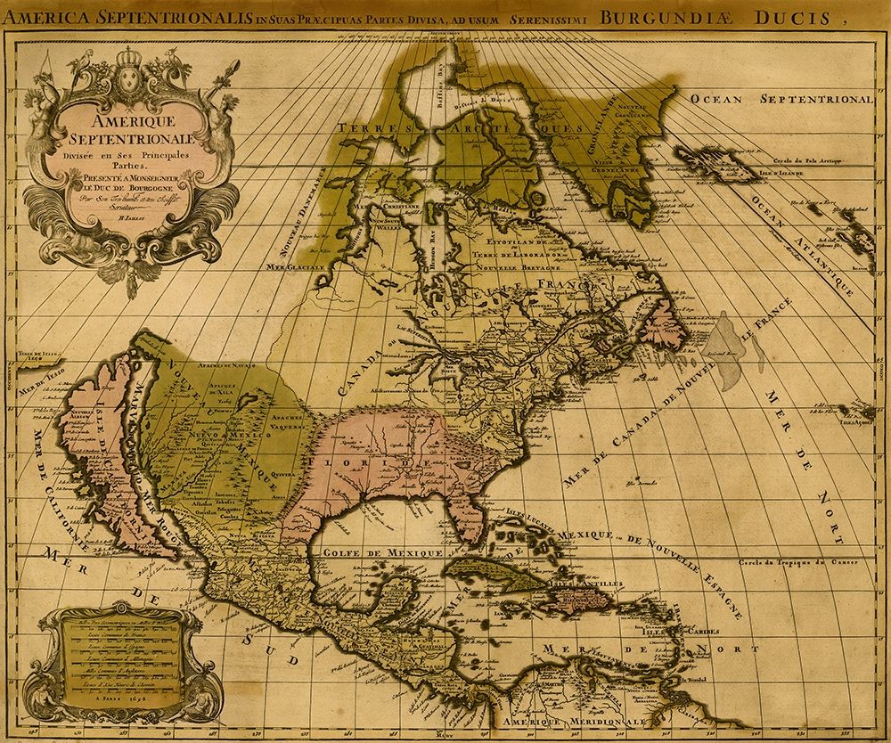 America Divided amongst Claimants 1694 art print by Vintage Maps for $57.95 CAD